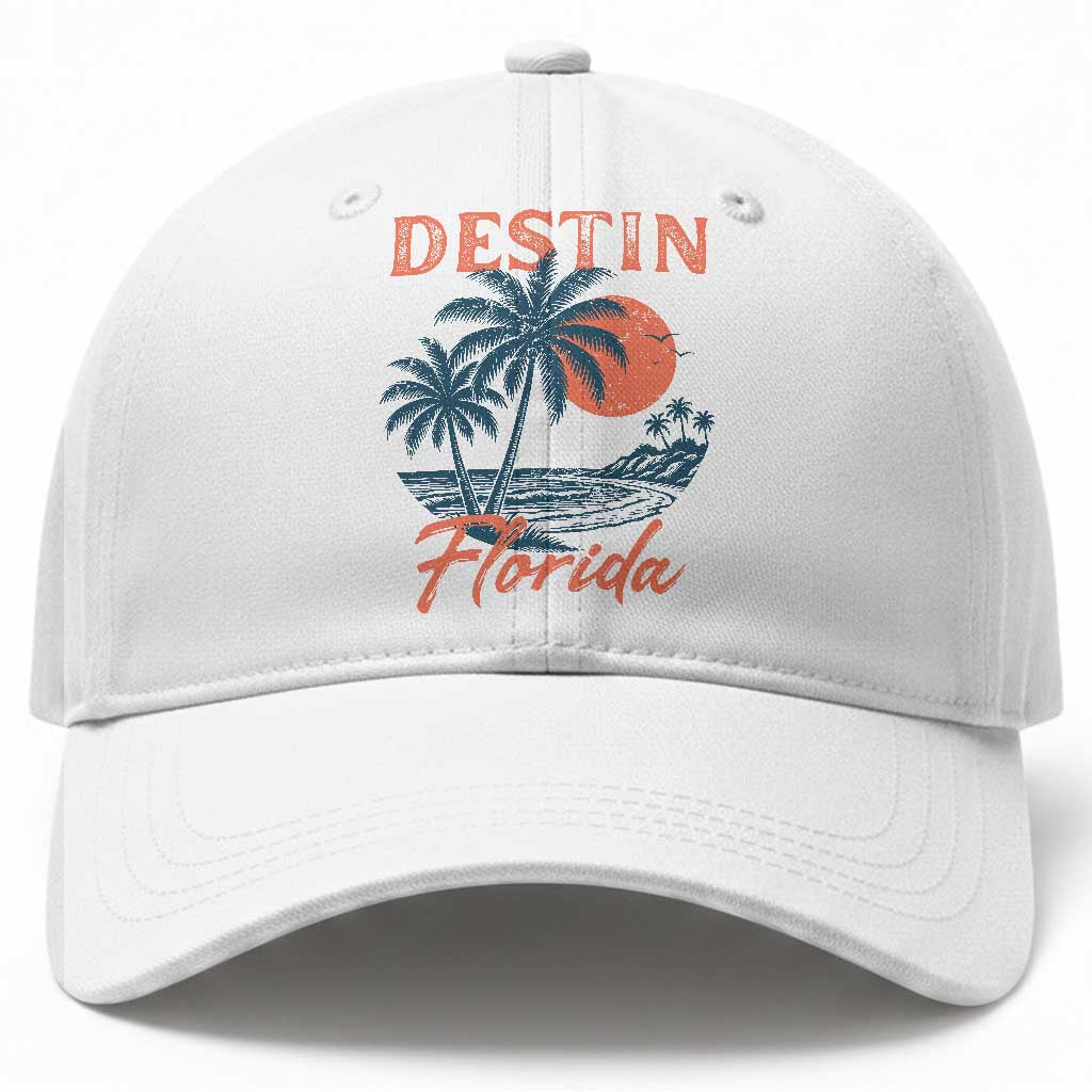 Vintage Destin Florida Beach Baseball Cap Sunset Palm Tree Graphic TS12 Print Your Wear