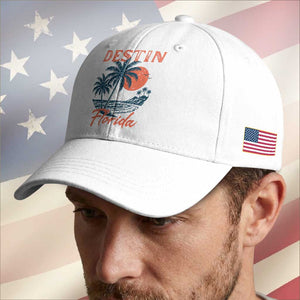 Vintage Destin Florida Beach Baseball Cap Sunset Palm Tree Graphic TS12 Print Your Wear