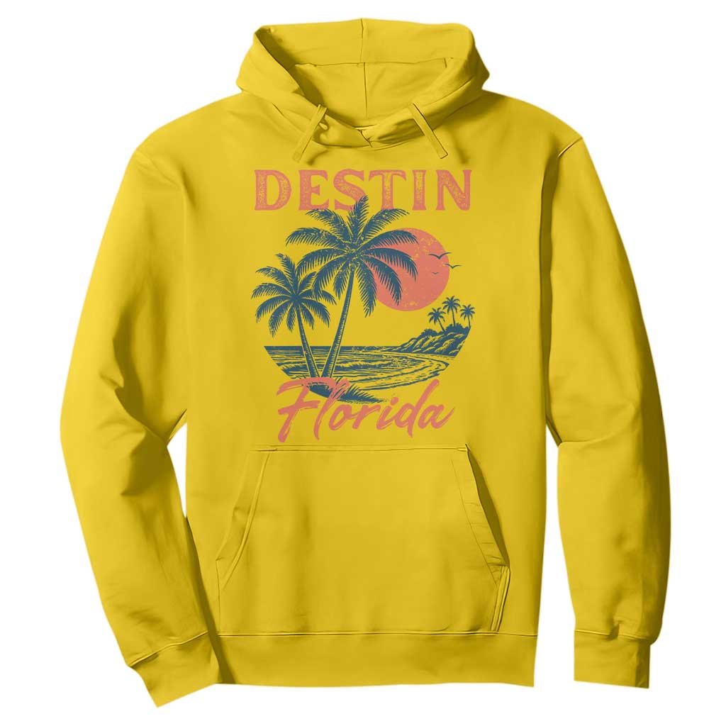Vintage Destin Florida Beach Hoodie Sunset Palm Tree Graphic TS12 Daisy Print Your Wear