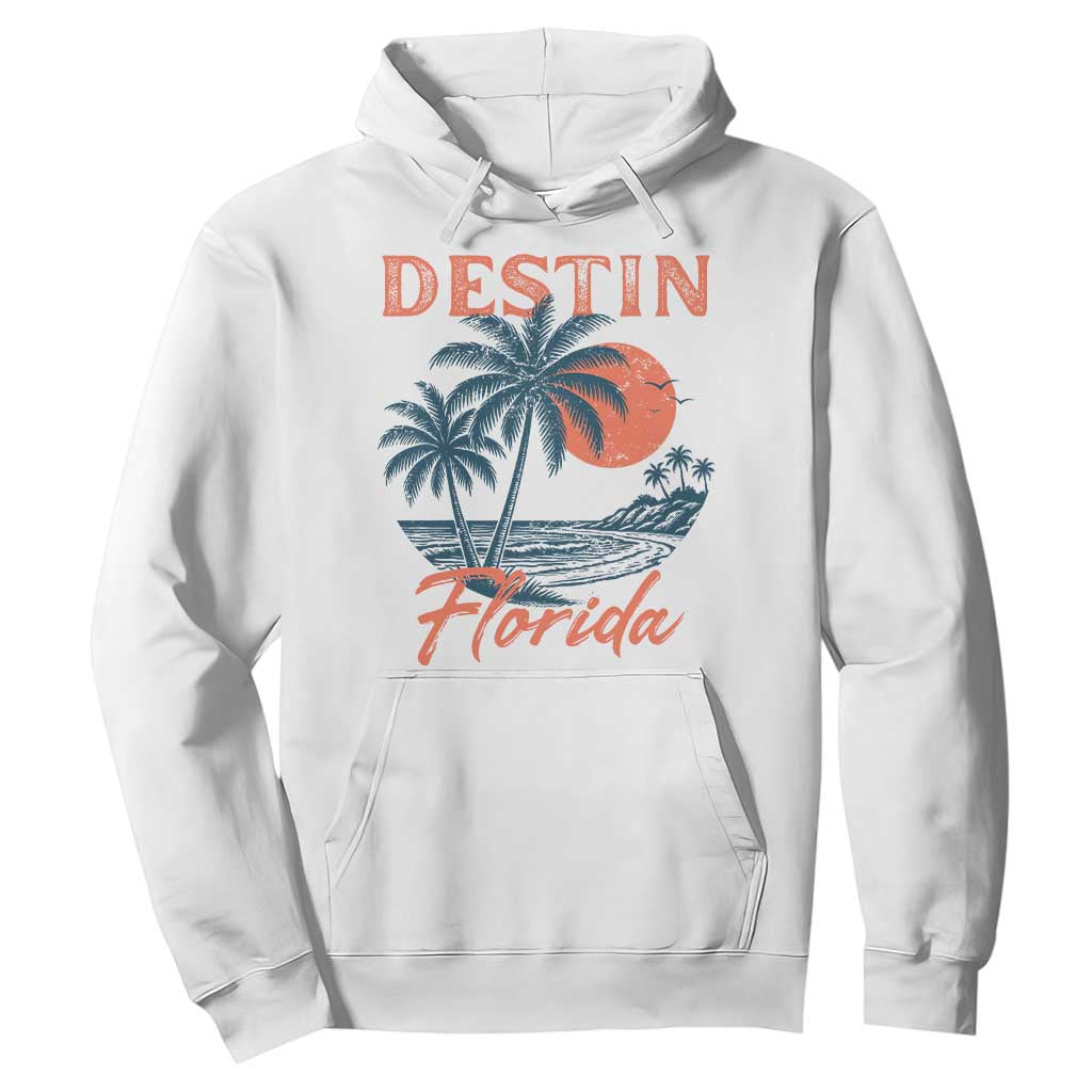 Vintage Destin Florida Beach Hoodie Sunset Palm Tree Graphic TS12 White Print Your Wear