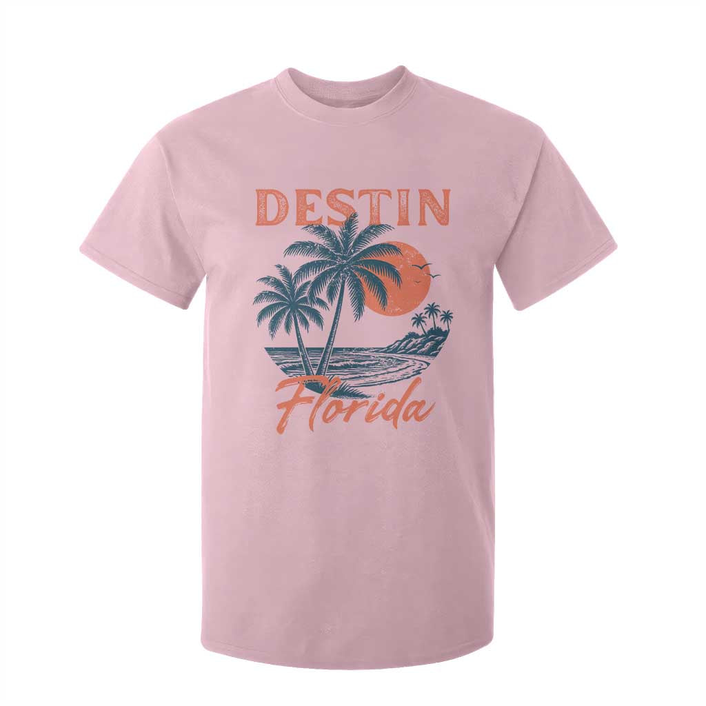 Vintage Destin Florida Beach T Shirt For Kid Sunset Palm Tree Graphic TS12 Light Pink Print Your Wear
