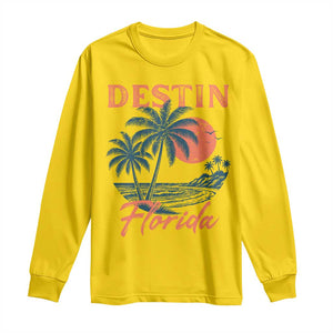 Vintage Destin Florida Beach Long Sleeve Shirt Sunset Palm Tree Graphic TS12 Daisy Print Your Wear