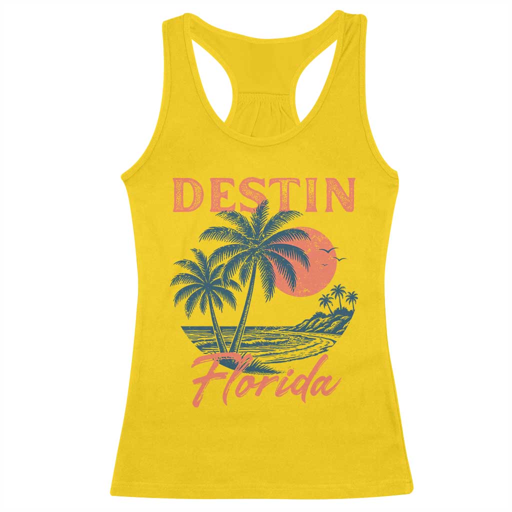 Vintage Destin Florida Beach Racerback Tank Top Sunset Palm Tree Graphic TS12 Daisy Print Your Wear