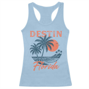 Vintage Destin Florida Beach Racerback Tank Top Sunset Palm Tree Graphic TS12 Light Blue Print Your Wear