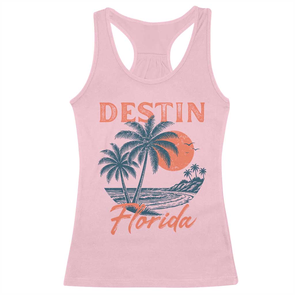 Vintage Destin Florida Beach Racerback Tank Top Sunset Palm Tree Graphic TS12 Light Pink Print Your Wear