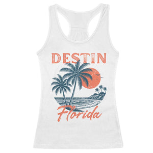 Vintage Destin Florida Beach Racerback Tank Top Sunset Palm Tree Graphic TS12 White Print Your Wear