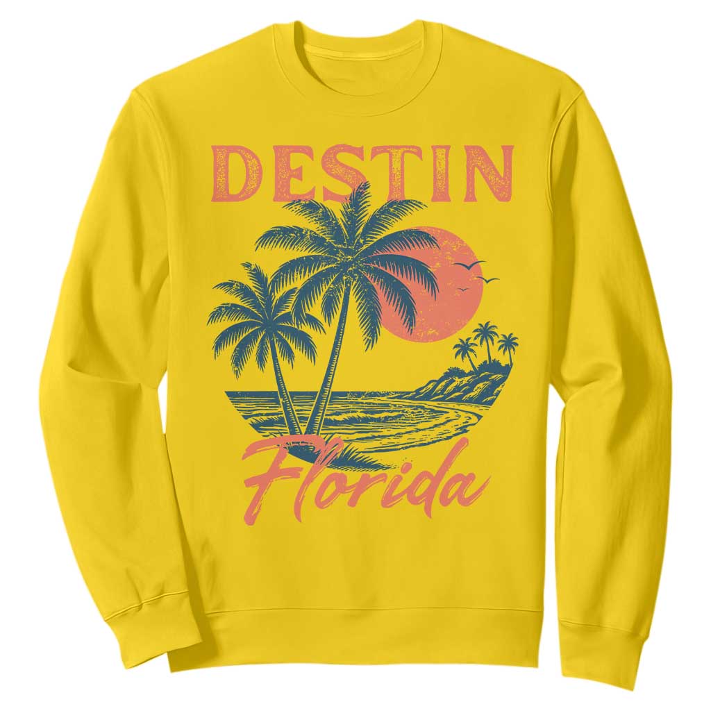 Vintage Destin Florida Beach Sweatshirt Sunset Palm Tree Graphic TS12 Daisy Print Your Wear