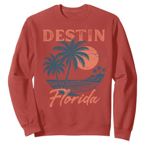 Vintage Destin Florida Beach Sweatshirt Sunset Palm Tree Graphic TS12 Red Print Your Wear