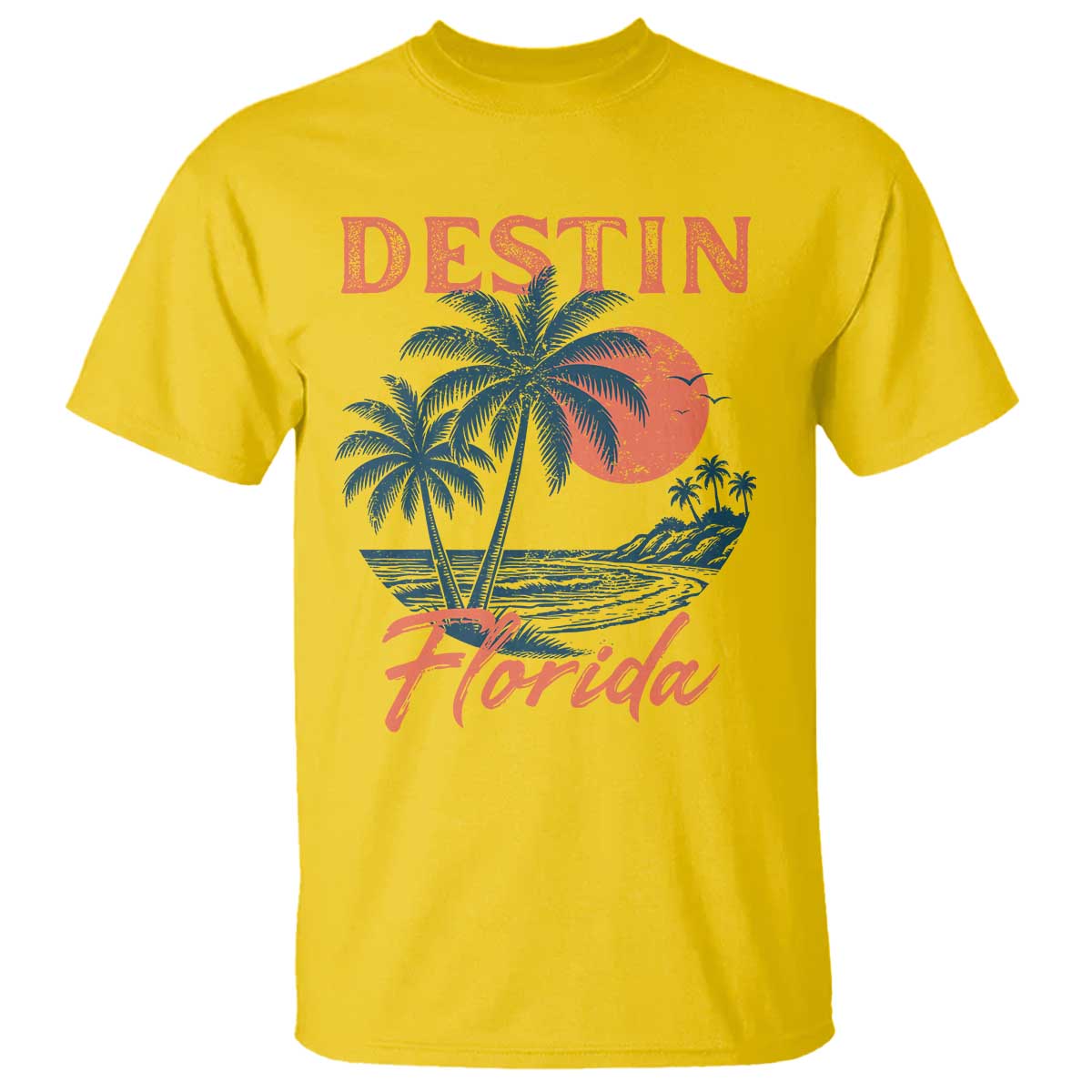 Vintage Destin Florida Beach T Shirt Sunset Palm Tree Graphic TS12 Daisy Print Your Wear