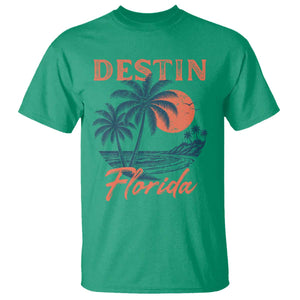 Vintage Destin Florida Beach T Shirt Sunset Palm Tree Graphic TS12 Irish Green Print Your Wear