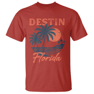 Vintage Destin Florida Beach T Shirt Sunset Palm Tree Graphic TS12 Red Print Your Wear