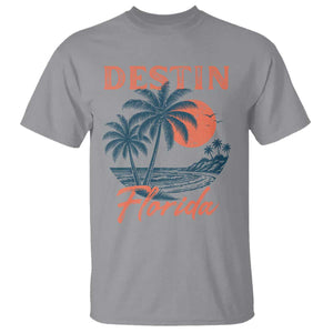 Vintage Destin Florida Beach T Shirt Sunset Palm Tree Graphic TS12 Sport Gray Print Your Wear