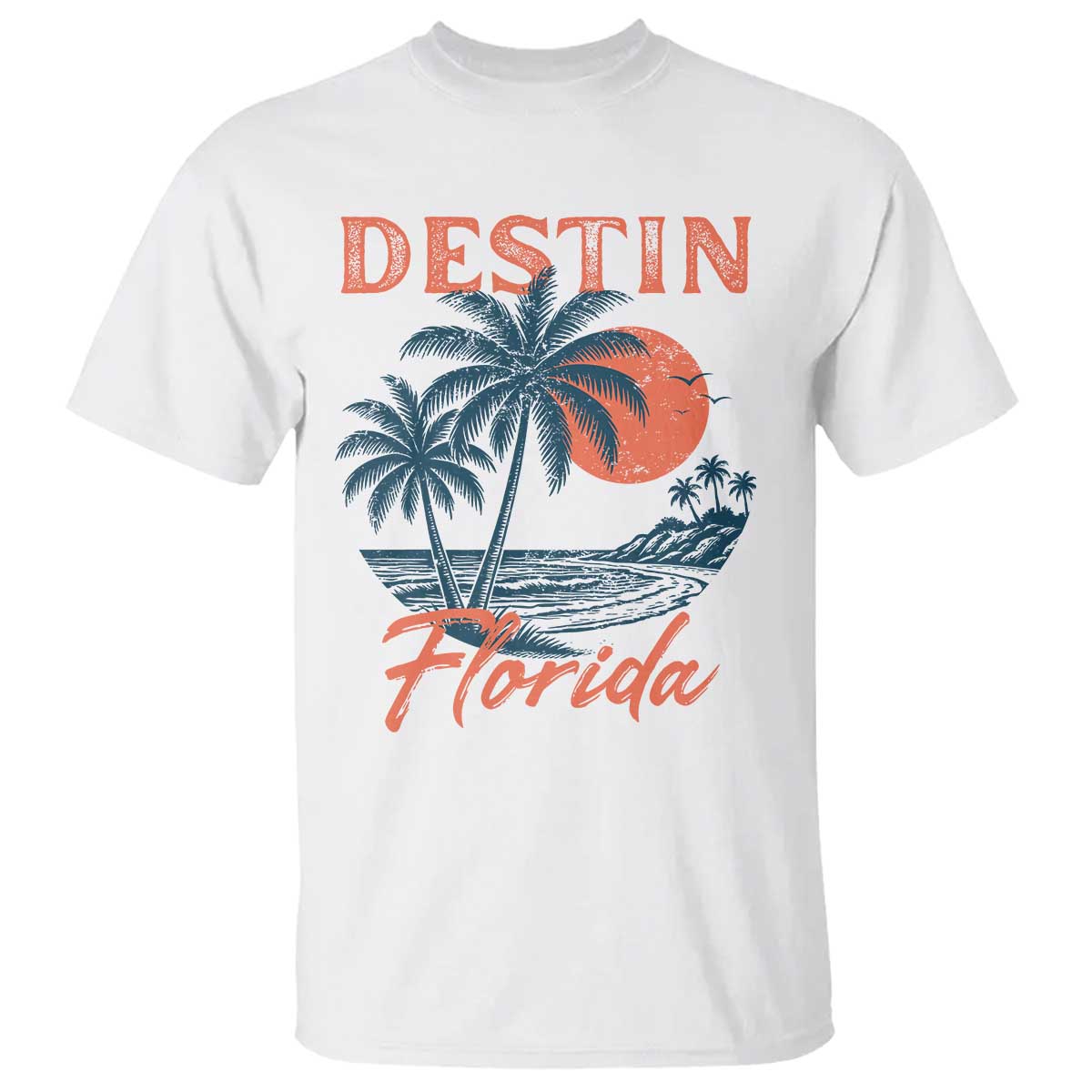 Vintage Destin Florida Beach T Shirt Sunset Palm Tree Graphic TS12 White Print Your Wear