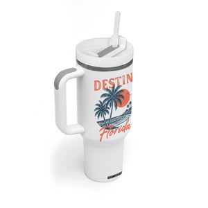 Vintage Destin Florida Beach Tumbler With Handle Sunset Palm Tree Graphic TS12 Print Your Wear
