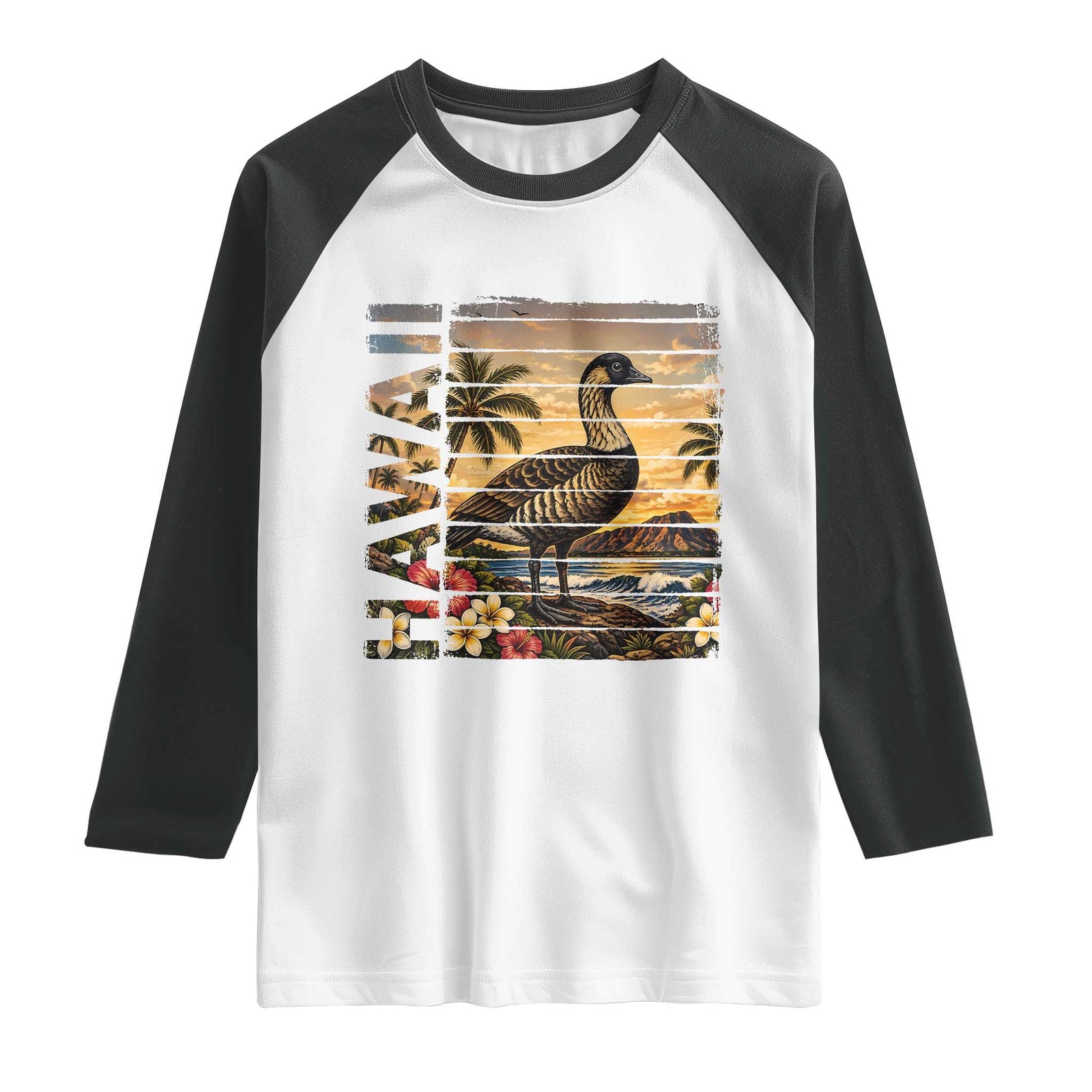 Hawaii Tropical Bird Raglan Shirt Summer Island Vacation Gift TS12 White Black Print Your Wear