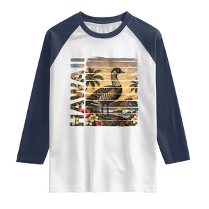 Hawaii Tropical Bird Raglan Shirt Summer Island Vacation Gift TS12 White Navy Print Your Wear