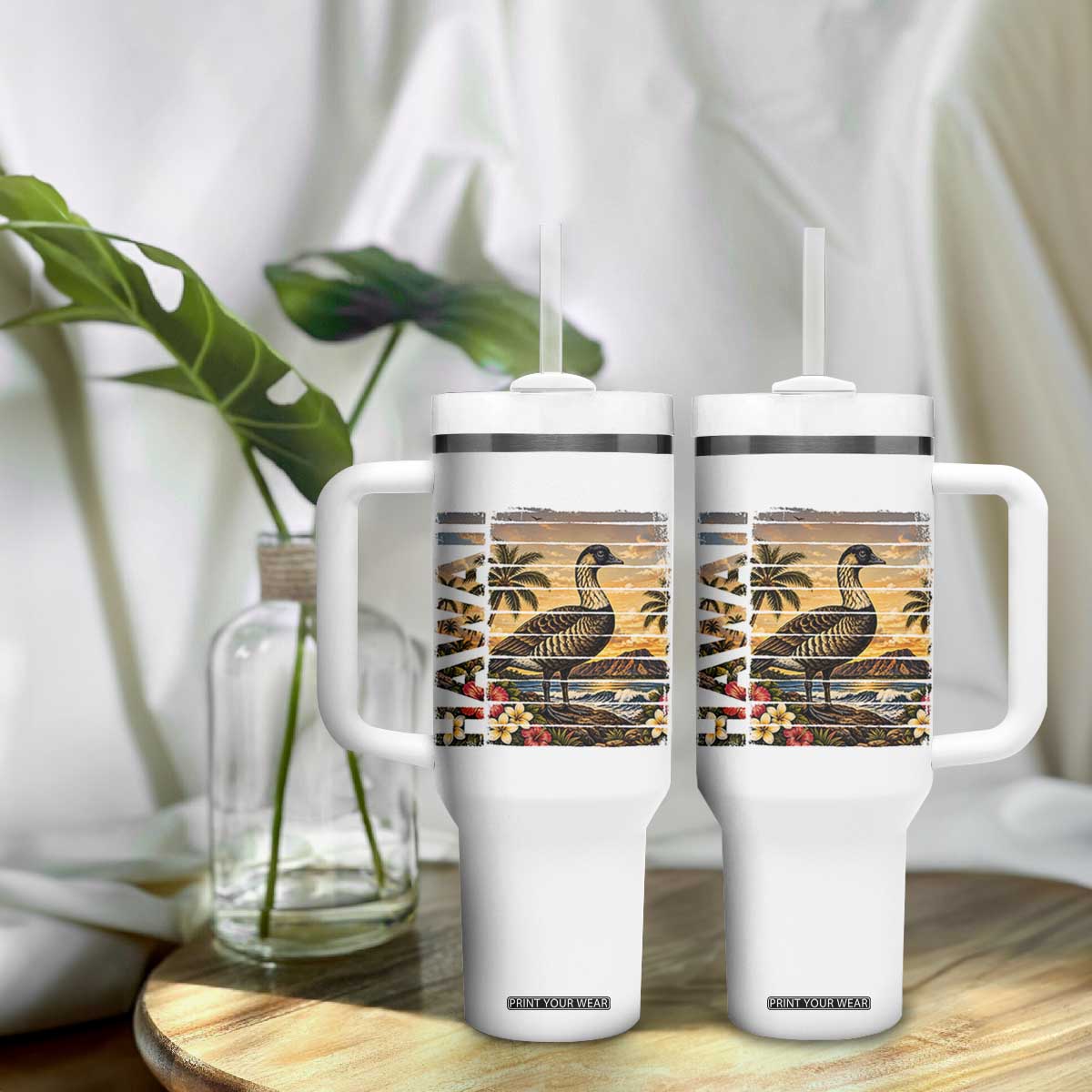 Hawaii Tropical Bird Tumbler With Handle Summer Island Vacation Gift TS12 Print Your Wear