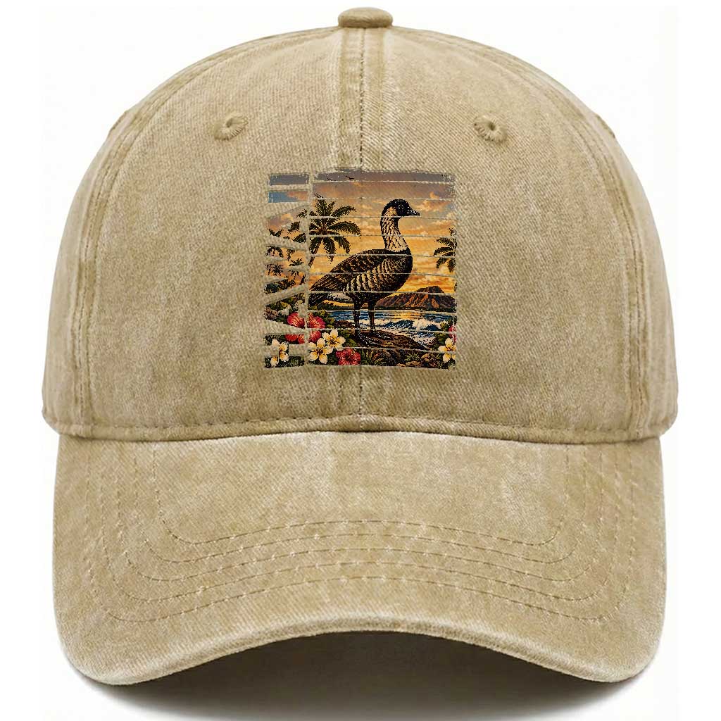 Hawaii Tropical Bird Washed Cotton Baseball Cap Summer Island Vacation Gift TS12 Print Your Wear