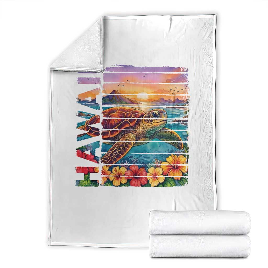 Hawaii Sea Turtle Throw Blanket Tropical Sunset Island Vacation Gift TS12 White Print Your Wear