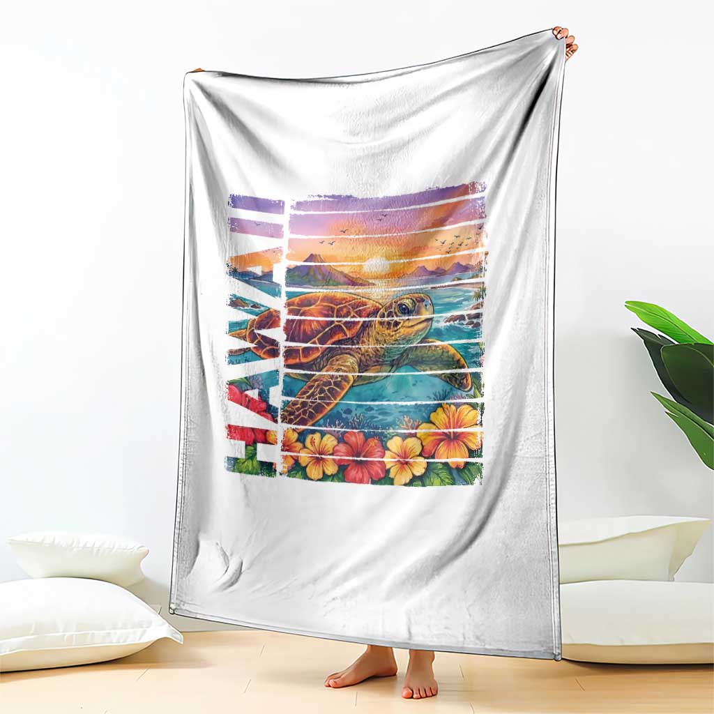 Hawaii Sea Turtle Throw Blanket Tropical Sunset Island Vacation Gift TS12 Print Your Wear