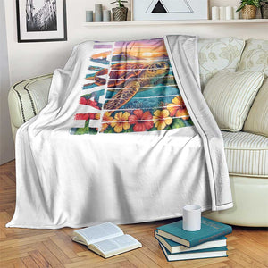 Hawaii Sea Turtle Throw Blanket Tropical Sunset Island Vacation Gift TS12 Print Your Wear