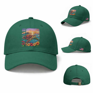 Hawaii Sea Turtle Baseball Cap Tropical Sunset Island Vacation Gift TS12 Baseball Cap Universal Fit Irish Green Print Your Wear