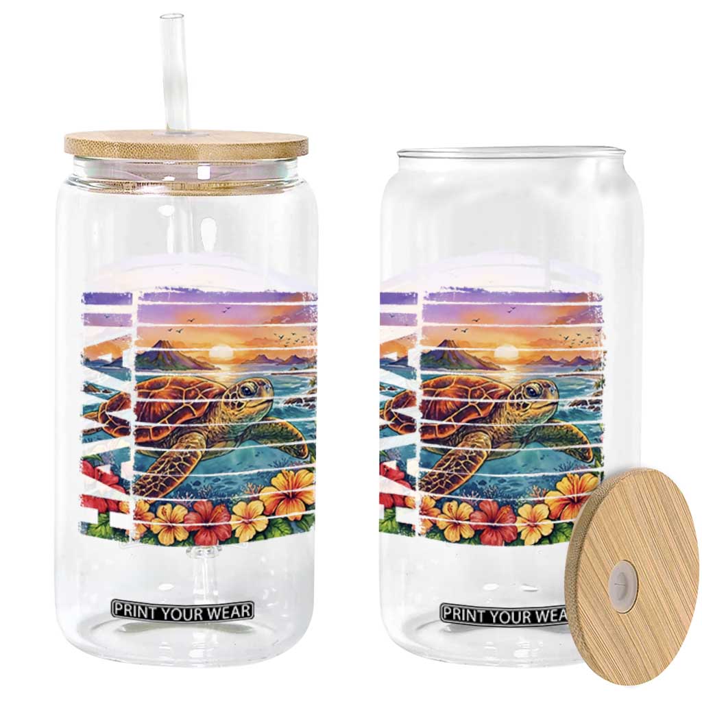 Hawaii Sea Turtle Glass Can Tropical Sunset Island Vacation Gift TS12 Print Your Wear