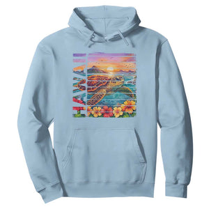 Hawaii Sea Turtle Hoodie Tropical Sunset Island Vacation Gift TS12 Light Blue Print Your Wear