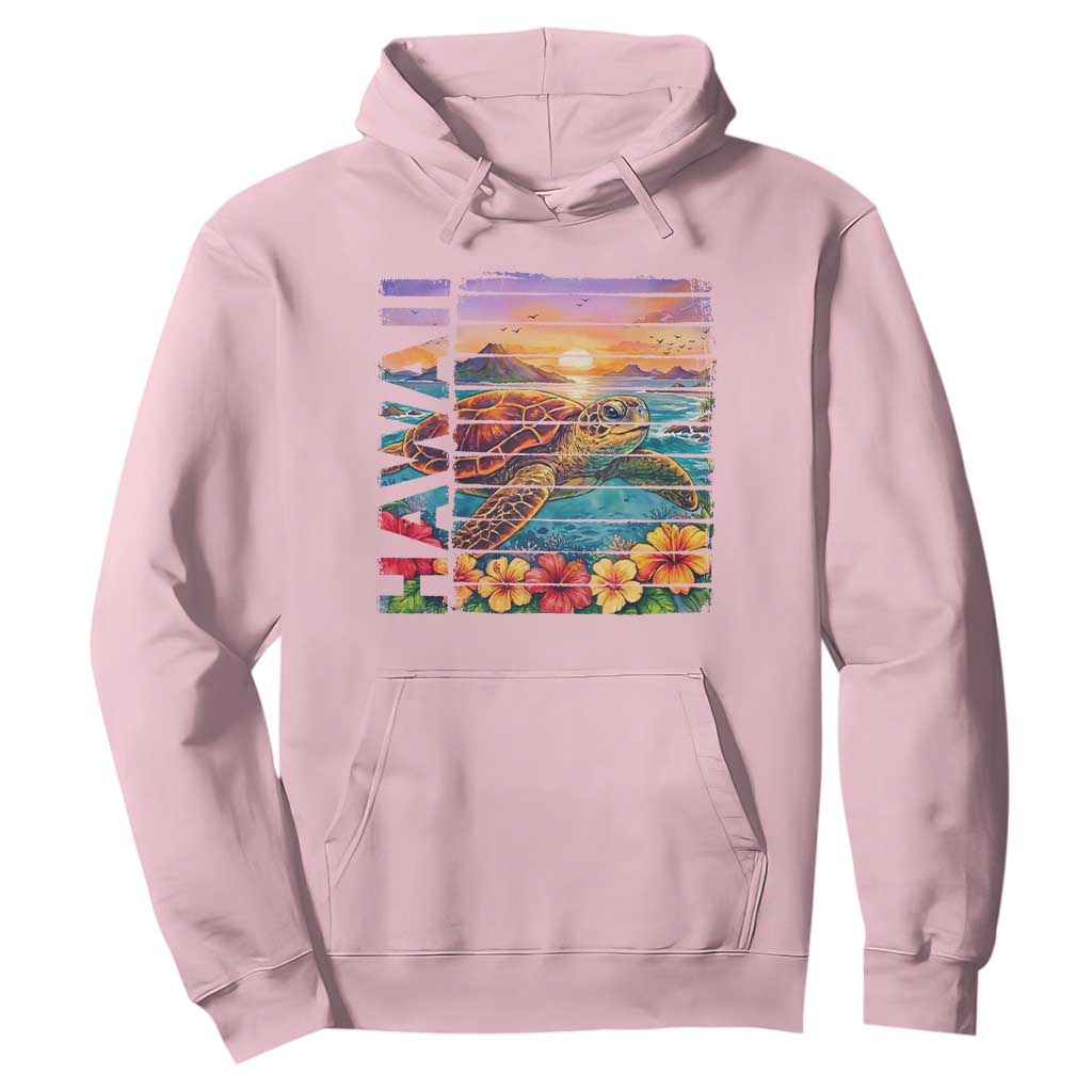 Hawaii Sea Turtle Hoodie Tropical Sunset Island Vacation Gift TS12 Light Pink Print Your Wear
