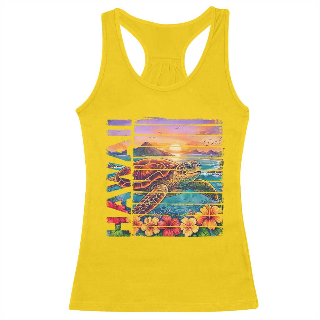 Hawaii Sea Turtle Racerback Tank Top Tropical Sunset Island Vacation Gift TS12 Daisy Print Your Wear