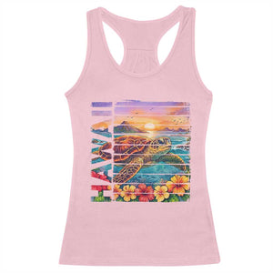 Hawaii Sea Turtle Racerback Tank Top Tropical Sunset Island Vacation Gift TS12 Light Pink Print Your Wear