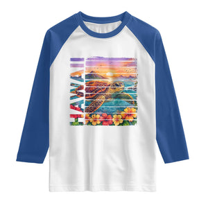 Hawaii Sea Turtle Raglan Shirt Tropical Sunset Island Vacation Gift TS12 White Royal Print Your Wear
