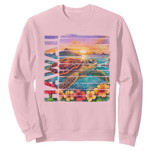 Hawaii Sea Turtle Sweatshirt Tropical Sunset Island Vacation Gift TS12 Light Pink Print Your Wear