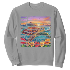 Hawaii Sea Turtle Sweatshirt Tropical Sunset Island Vacation Gift TS12 Sport Gray Print Your Wear