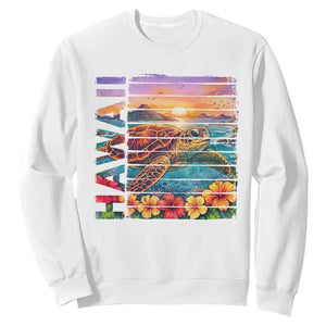 Hawaii Sea Turtle Sweatshirt Tropical Sunset Island Vacation Gift TS12 White Print Your Wear