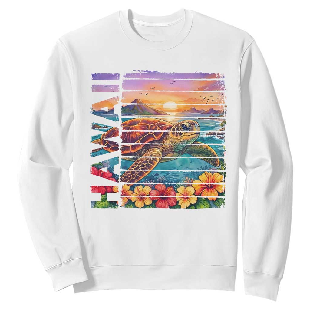 Hawaii Sea Turtle Sweatshirt Tropical Sunset Island Vacation Gift TS12 White Print Your Wear