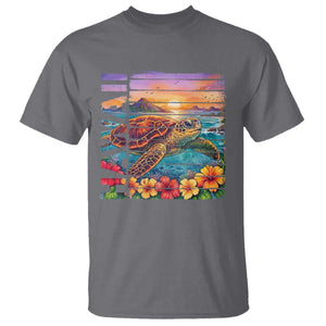 Hawaii Sea Turtle T Shirt Tropical Sunset Island Vacation Gift TS12 Charcoal Print Your Wear