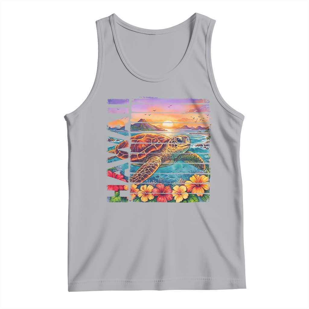 Hawaii Sea Turtle Tank Top Tropical Sunset Island Vacation Gift TS12 Athletic Heather Print Your Wear
