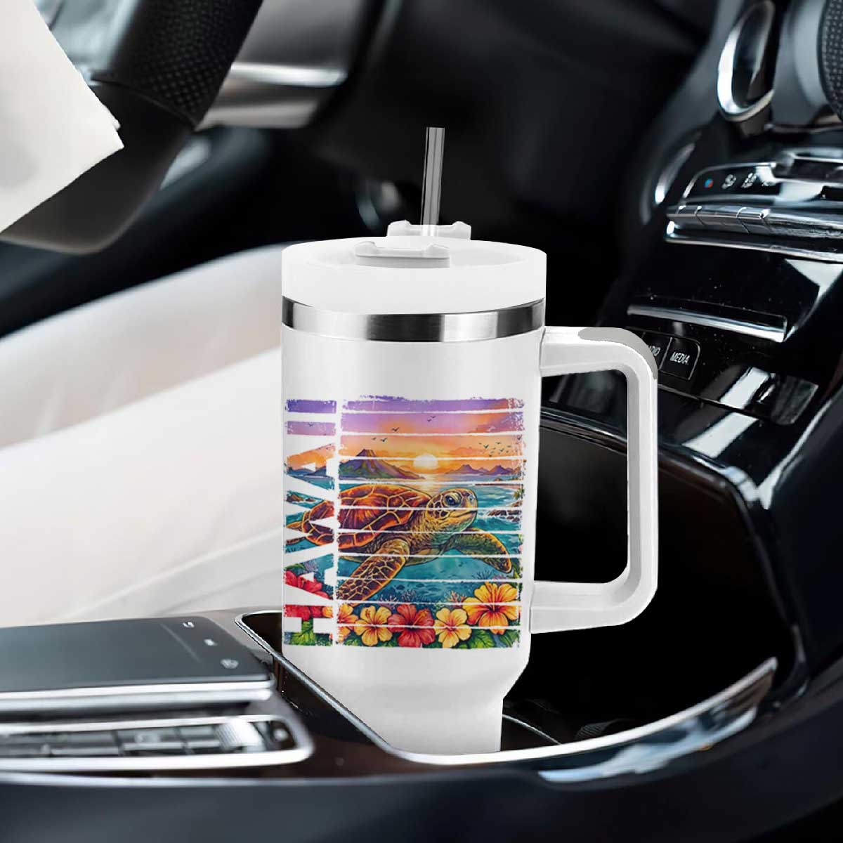 Hawaii Sea Turtle Tumbler With Handle Tropical Sunset Island Vacation Gift TS12 Print Your Wear