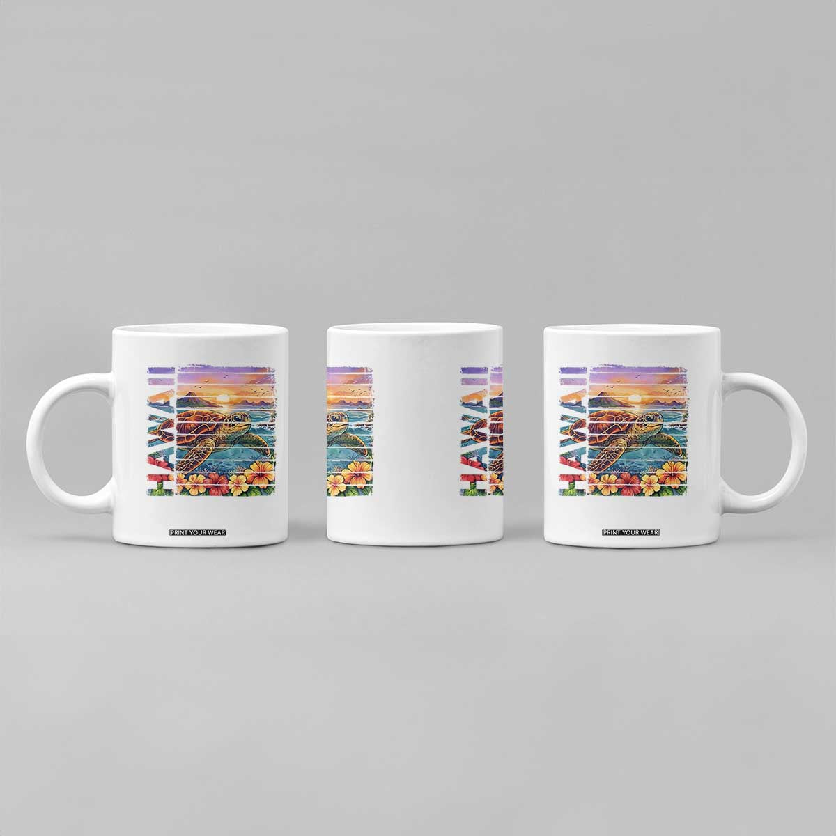 Hawaii Sea Turtle Coffee Mug Tropical Sunset Island Vacation Gift TS12 Print Your Wear