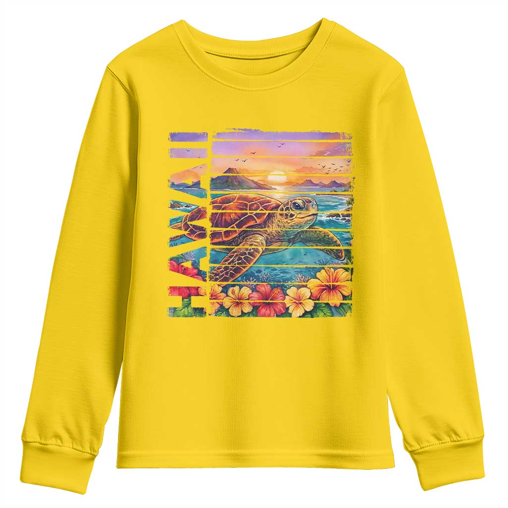 Hawaii Sea Turtle Youth Sweatshirt Tropical Sunset Island Vacation Gift TS12 Daisy Print Your Wear