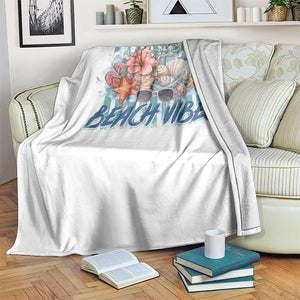 Beach Vibes Throw Blanket Floral Seashell Coastal Vacation Graphic TS12 Print Your Wear