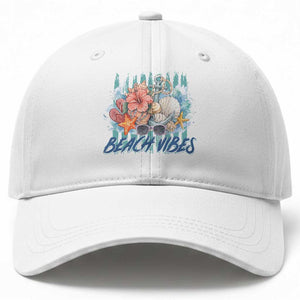 Beach Vibes Baseball Cap Floral Seashell Coastal Vacation Graphic TS12 Print Your Wear