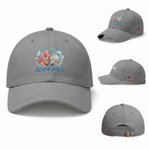 Beach Vibes Baseball Cap Floral Seashell Coastal Vacation Graphic TS12 Baseball Cap Universal Fit Sport Gray Print Your Wear