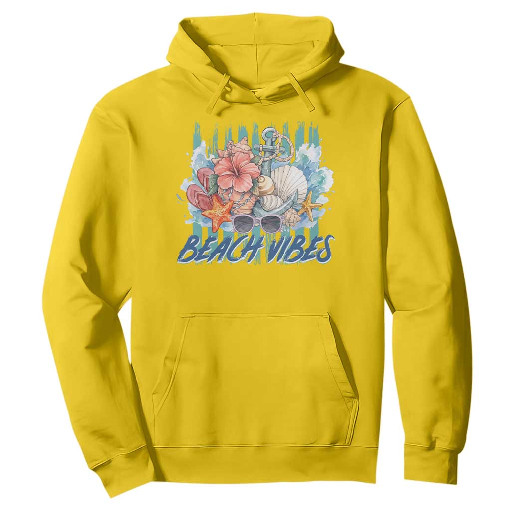Beach Vibes Hoodie Floral Seashell Coastal Vacation Graphic TS12 Daisy Print Your Wear