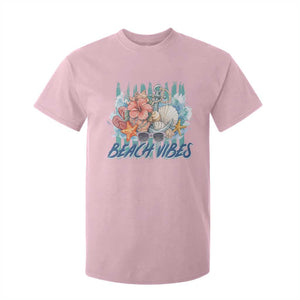 Beach Vibes T Shirt For Kid Floral Seashell Coastal Vacation Graphic TS12 Light Pink Print Your Wear