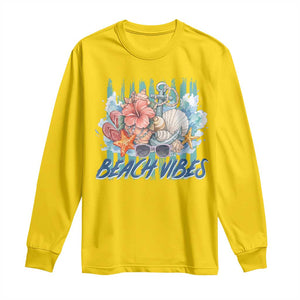 Beach Vibes Long Sleeve Shirt Floral Seashell Coastal Vacation Graphic TS12 Daisy Print Your Wear