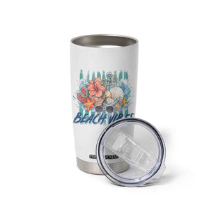 Beach Vibes Tumbler Cup Floral Seashell Coastal Vacation Graphic TS12 Print Your Wear