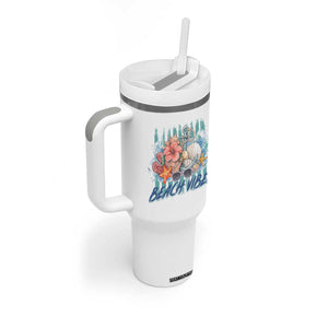 Beach Vibes Tumbler With Handle Floral Seashell Coastal Vacation Graphic TS12 Print Your Wear