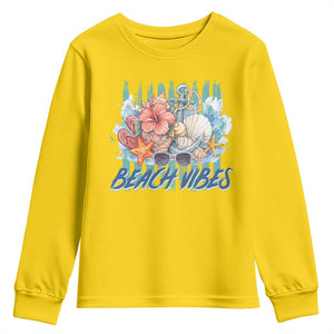 Beach Vibes Youth Sweatshirt Floral Seashell Coastal Vacation Graphic TS12 Daisy Print Your Wear